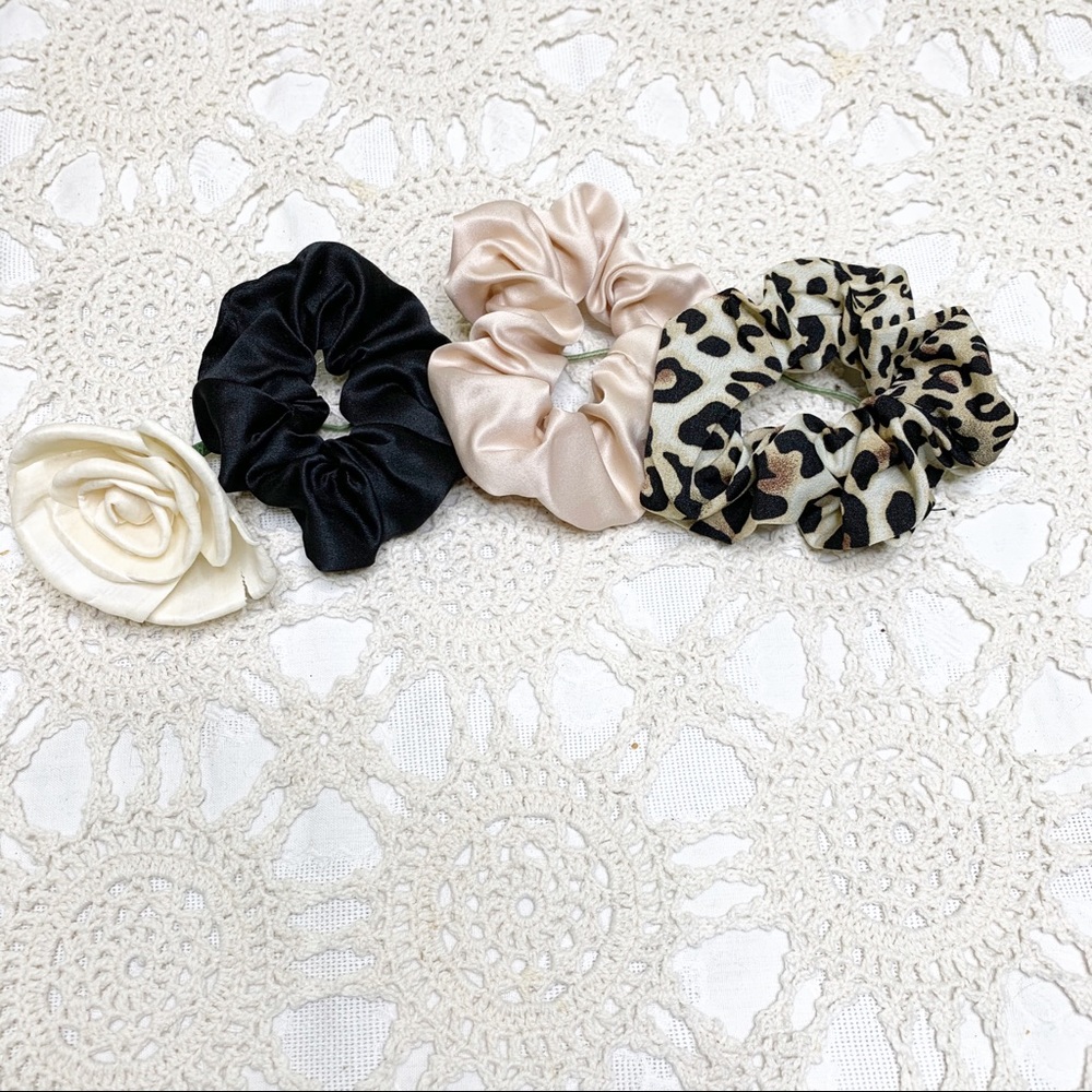 NWT Leopard and Satin VSCO Hair Scrunchie 3pc Set - Picture 9 of 10